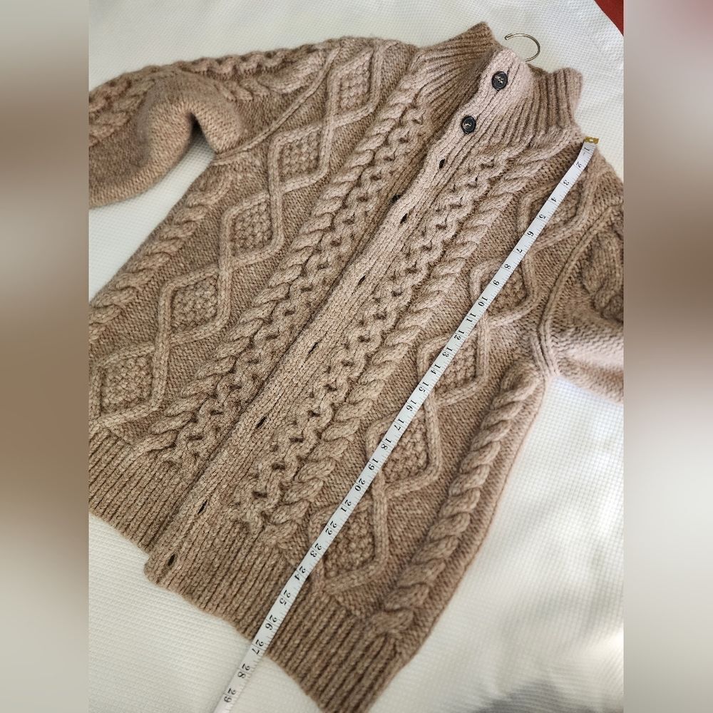 Ag Adriano Goldschmied Jeans Alpaca Wool Tan Camel Cable Knit Cardigan Unisex - Picture 9 of 16